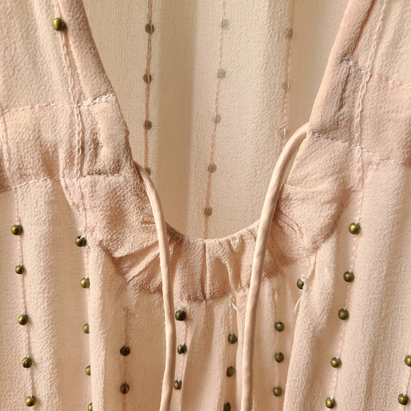 Reiss silk blouse w/ beading, silk lining - sz 10 - Picture 10 of 14